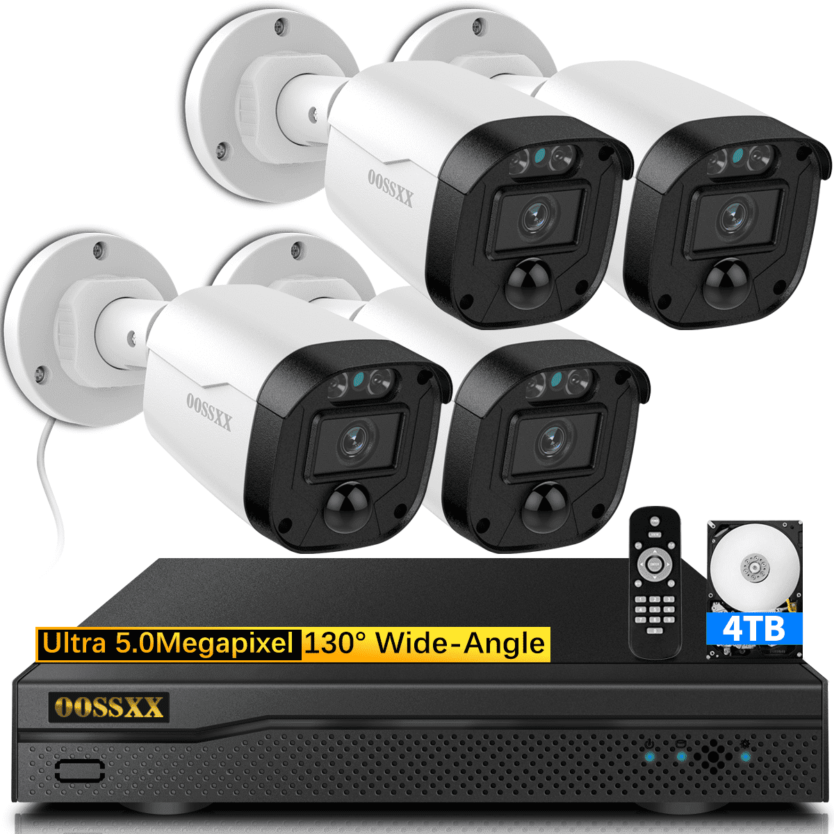 Free Shipping Full HD 5MP Definition Night Vision Outdoor Wired Security Camera System with 1TB Hard Drive Walmart