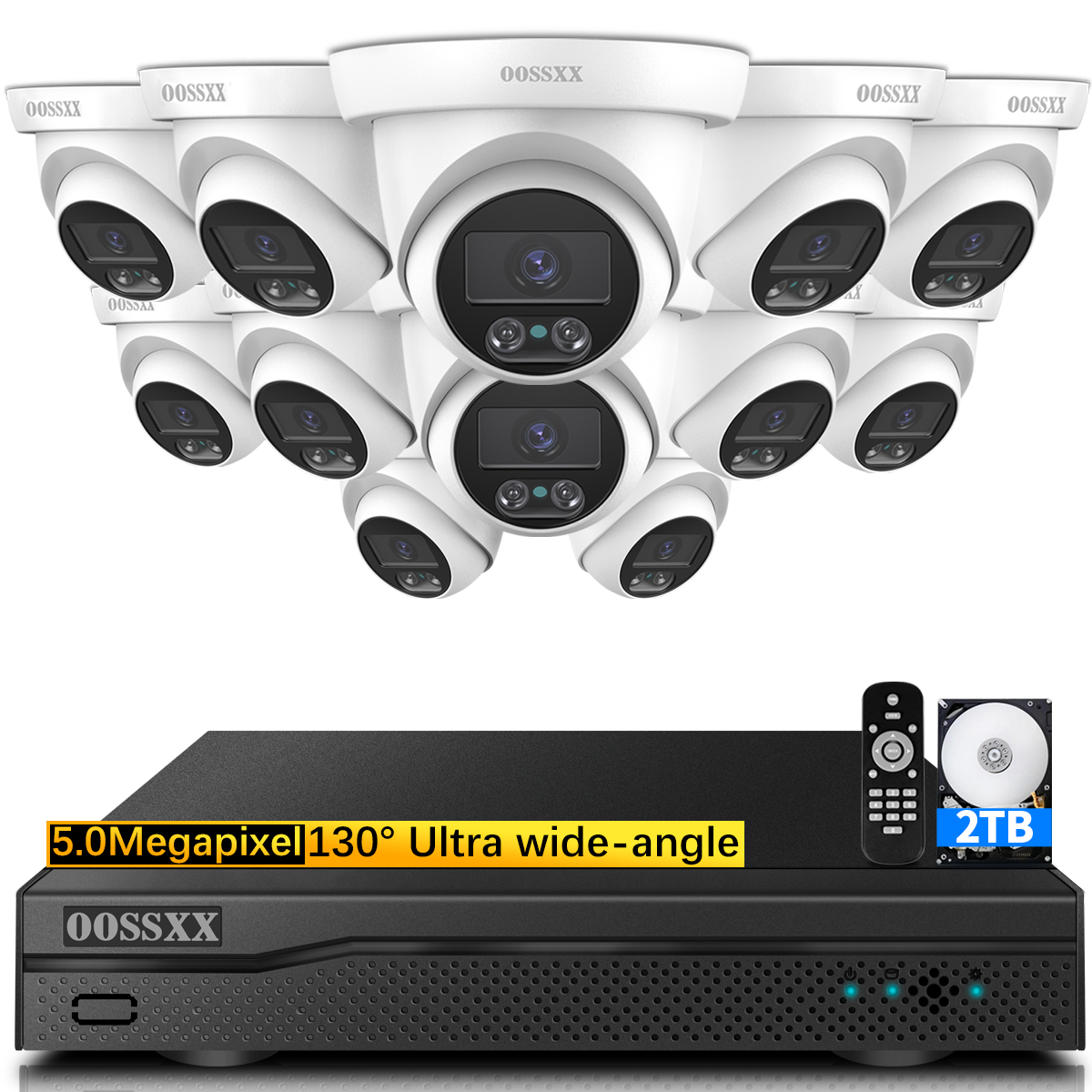 OOSSXX Home Video Surveillance Cameras System with 80Ft Night Vision