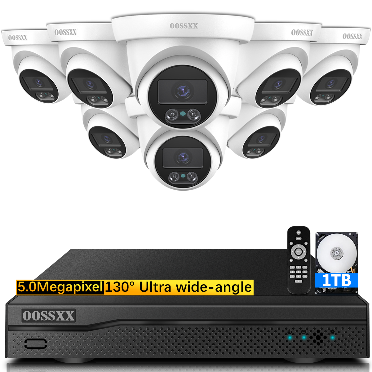 {Full HD 5MP Definition} Wired Security Camera System Outdoor Home
