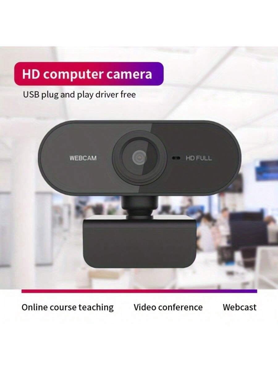 Full HD Webcam with Microphone - Plug & Play Wide Angle Conference Camera for Video Calls, Online Classes, Meetings