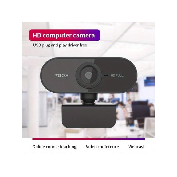 Full HD Webcam with Microphone - Plug & Play Wide Angle Conference Camera for Video Calls, Online Classes, Meetings