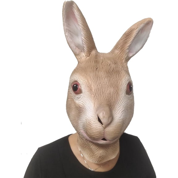Full Head Rabbit Mask,Realistic Bunny Head Mask,Easter Grey Rabbit Costume for Halloween Christmas Role-Play Party,Easter Animal Bunny Masks