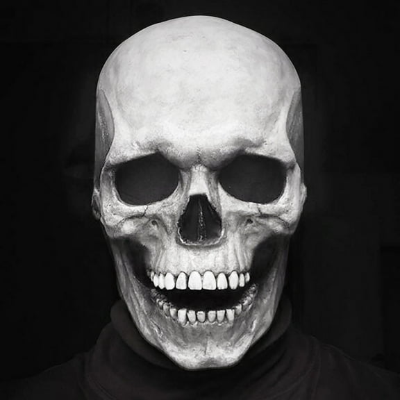 Full Head Skull Mask with Movable Jaw, Halloween Scary Mask, Head Realistic Latex Mask Helmet, Skeleton Mask for Men/Women