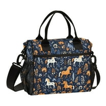 Full Horses Leaves Cooler Bag Lunch Bag Soft Cooler Cooling Tote Insulated Lunch Box for Adult Men Women