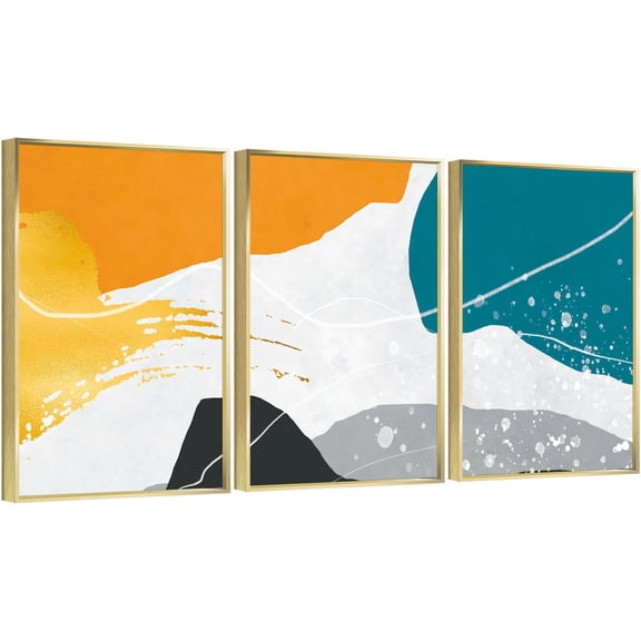 Full House 3 Panels Framed Canvas Wall ArtOil Paintings - Abstract Multi Colors Canvas Print Paintings - Aesthetic Prints for Living Room Bedroom Office