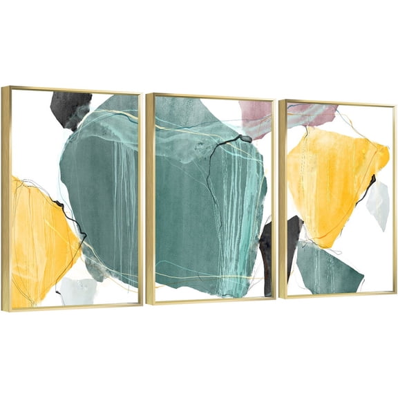Full House 3 Panels Framed Canvas Wall ArtOil Paintings - Abstract Wall Art Style 5 - Aesthetic Prints for Living Room Bedroom Office