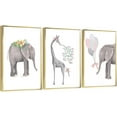 thumbnail image 1 of Full House 3 Panels Framed Canvas Wall ArtOil Paintings - Elephant & Giraffe Nursery Wall - Aesthetic Prints for Living Room Bedroom Office, 1 of 5