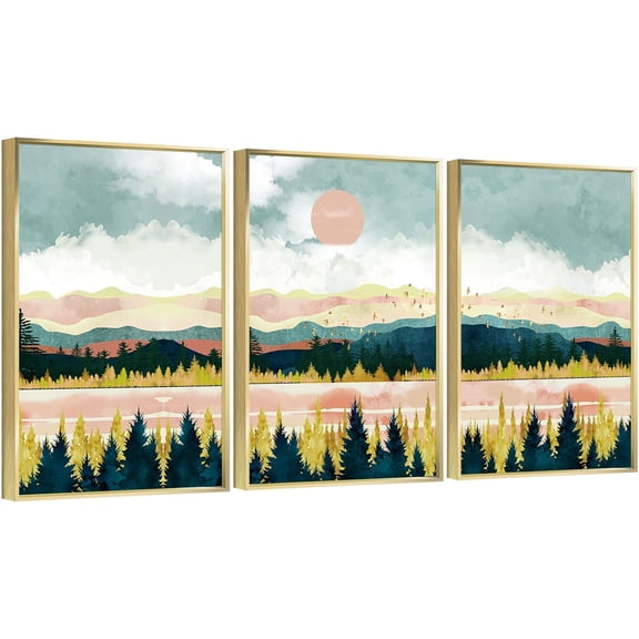 Full House 3 Panels Framed Canvas Wall ArtOil Paintings - Graphic Art - Aesthetic Prints for Living Room Bedroom Office