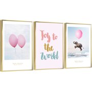 Full House 3 Panels Framed Canvas Wall ArtOil Paintings - JoyTo The Life - Aesthetic Prints for Living Room Bedroom Office