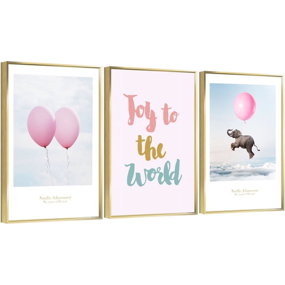 Full House 3 Panels Framed Canvas Wall ArtOil Paintings - JoyTo The Life - Aesthetic Prints for Living Room Bedroom Office