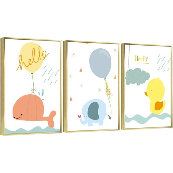 Full House 3 Panels Framed Canvas Wall ArtOil Paintings - Nursery Wall Art Cartoon Print - Aesthetic Prints for Living Room Bedroom Office