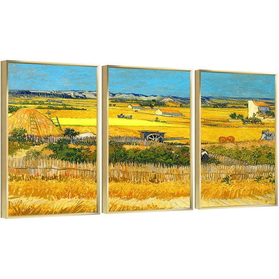Full House 3 Panels Framed Canvas Wall ArtOil Paintings - Vincent Van Gogh Reproduction Giclee Canvas Prints - for Living Room Bedroom Office
