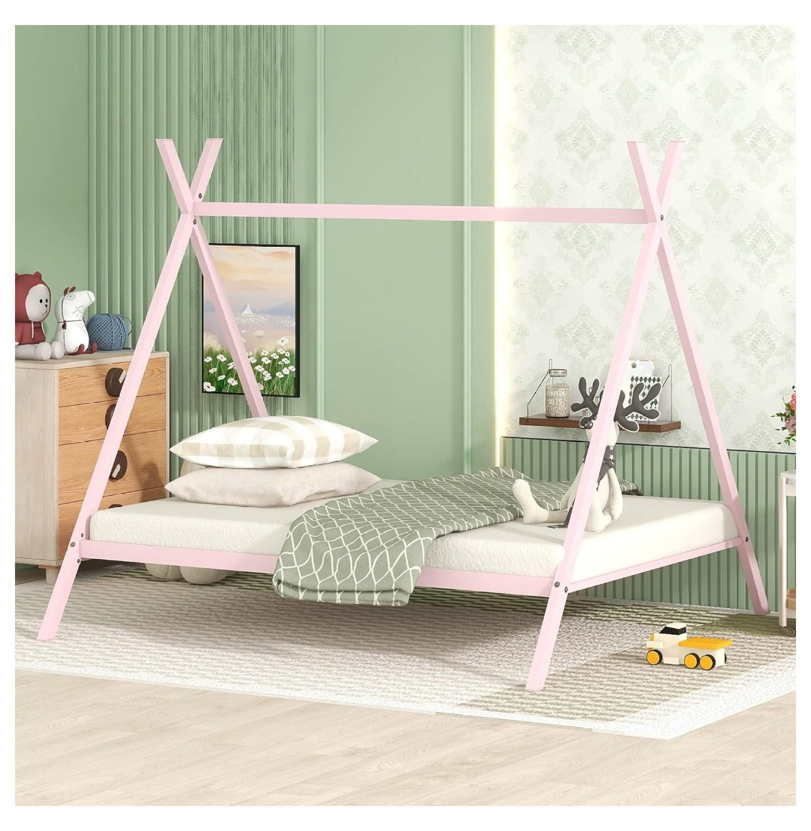Full House Beds Metal Teepee Bed Frame, Full Size Montessori Bed