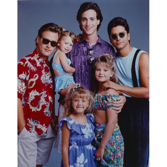 Full House Cast Posed in Blue Background Photo Print (24 x 30)