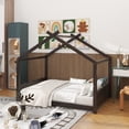 thumbnail image 1 of Full House Floor Bed with Support Slats, Solid Wood House Bed Frame for Kids, No Box Spring Needed and Opening Constructure, Espresso, 1 of 11