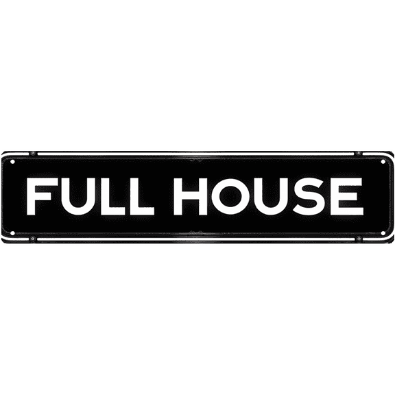 Full House Tin Sign - 16x4 Inch - Ideal for Poker Room, Casino, Man Cave Decor - Card Game Signs, Vintage Gambling Decor