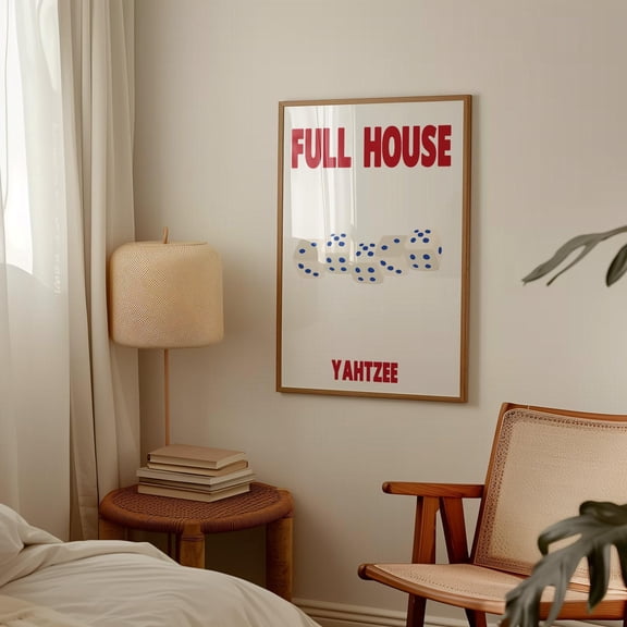 Full House Yahtzee Dice Retro Game Poster , Poster Print Only