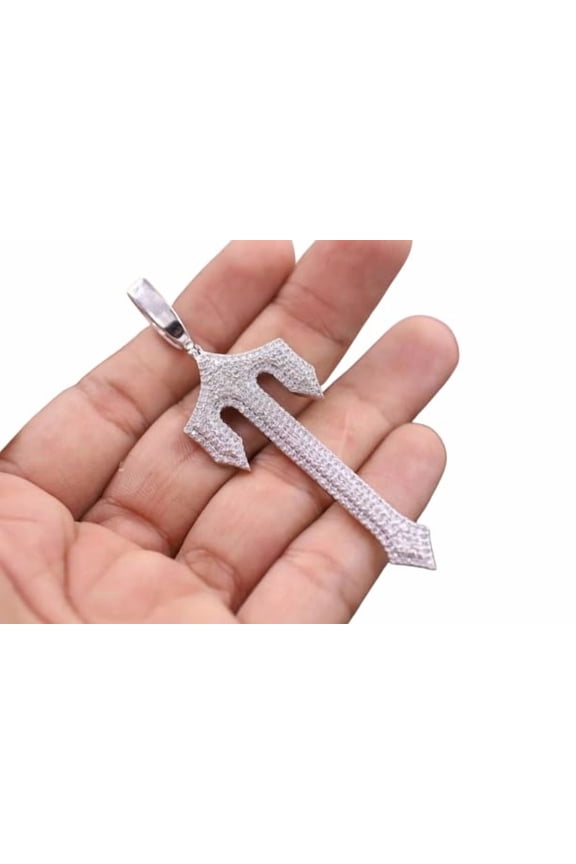 Full Iced out Diamond Hip Hop Pendant Custom Encrusted Cross Necklace Pendant 14K White Gold Plated Bling Rapper Pendant 925 Sterling Silver Handmade Customized Silver Christmas Jewelry