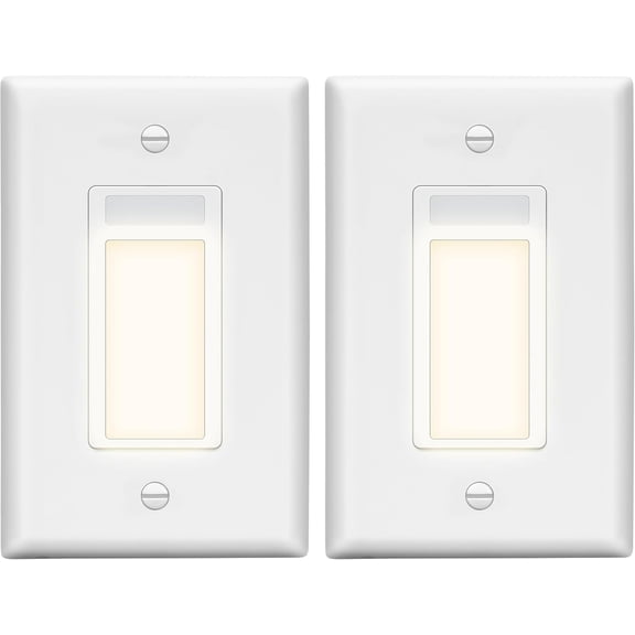 Full LED Guide Light with PIR Motion Sensor, in-Wall Night Light, Adjustable Time Delay & Daylight Sensor, 3000K Warm White, UL Listed, Wall Plate Included, White, 2 Pack