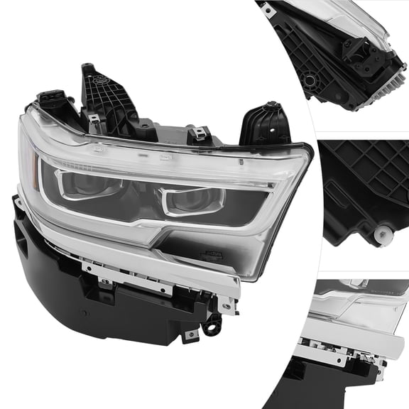 Full LED Headlight, Headlight For 2019-2022 Dodge Ram 1500, Headlight Assembly Dual Projector Chrome Headlight