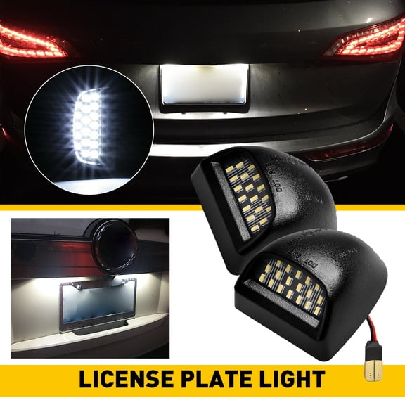 Full LED License Plate Light Tag Lamp Assembly Replacement for Chevy Silverado 1500 2500 3500 Suburban Tahoe GMC Sierra Yukon XL for Escalade, 6000K White, Pack of 2