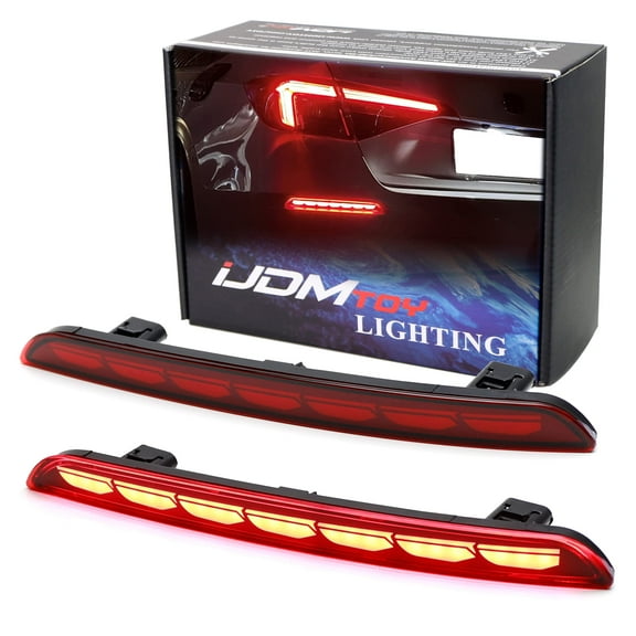 Full LED Rear Bumper Reflector Replace LED Lights For 2022-up Honda Civic Sedan, Function as Tail, Brake & Rear Fog Lamps (Dark Red Lens)