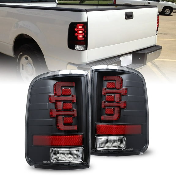 Full LED Tail Lights Set For 2004-2008 Ford F-150 Styleside Model - Black Housing/Clear Lens