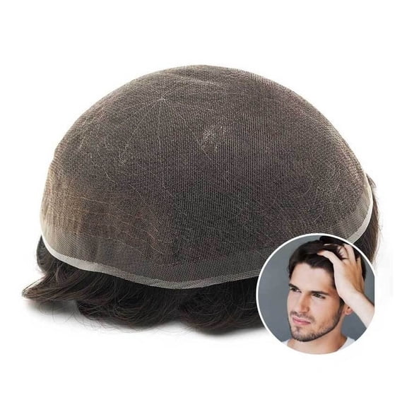 Full Lace Hair System Unit 120% Density European Human Hair Capillary Prosthesis 8×10 Inch Breathable Swiss Lace Men Toupee Male Hair Prosthesis