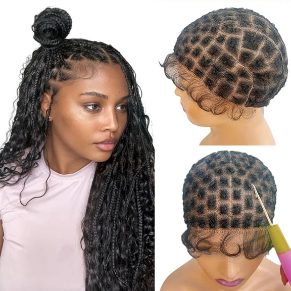 Full Lace Wig Cap with Grid Pattern, Professional Braiding Wig Base with Elastic Band, Pre Sectioned Cornrow Weaving Net Cap, Hair Extension Making Tool