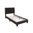 thumbnail image 1 of Full Leatherette Bed with Checkered Tufted Headboard, Dark Brown, 1 of 1