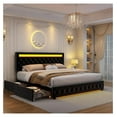 Full Led Bed Frame with 4 Storage Drawers, with Smart Control RGBW LED