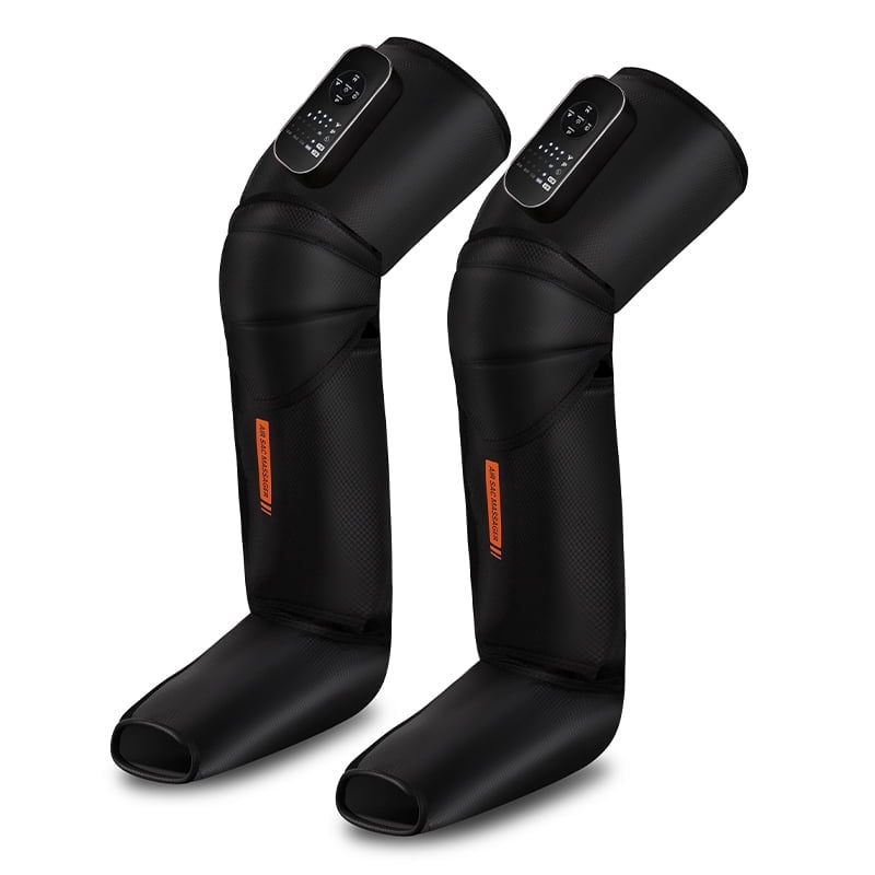 Full Leg Massager with Compression & Heat, Electric Compression Boots for Calf, Thigh & Foot Massage, Adjustable Multi-Mode Leg Massager with Smart Controller Gift for Women Men, Black