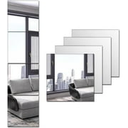 Full Length Acrylic Mirrors Stickers for Walls, 4pcs Self Adhesive Safe Plexi-glass Mirror, Shatterproof Wall-Mounted Stick On Makeup Large Full Body Mirror Home Workout Gym Hallway Tile