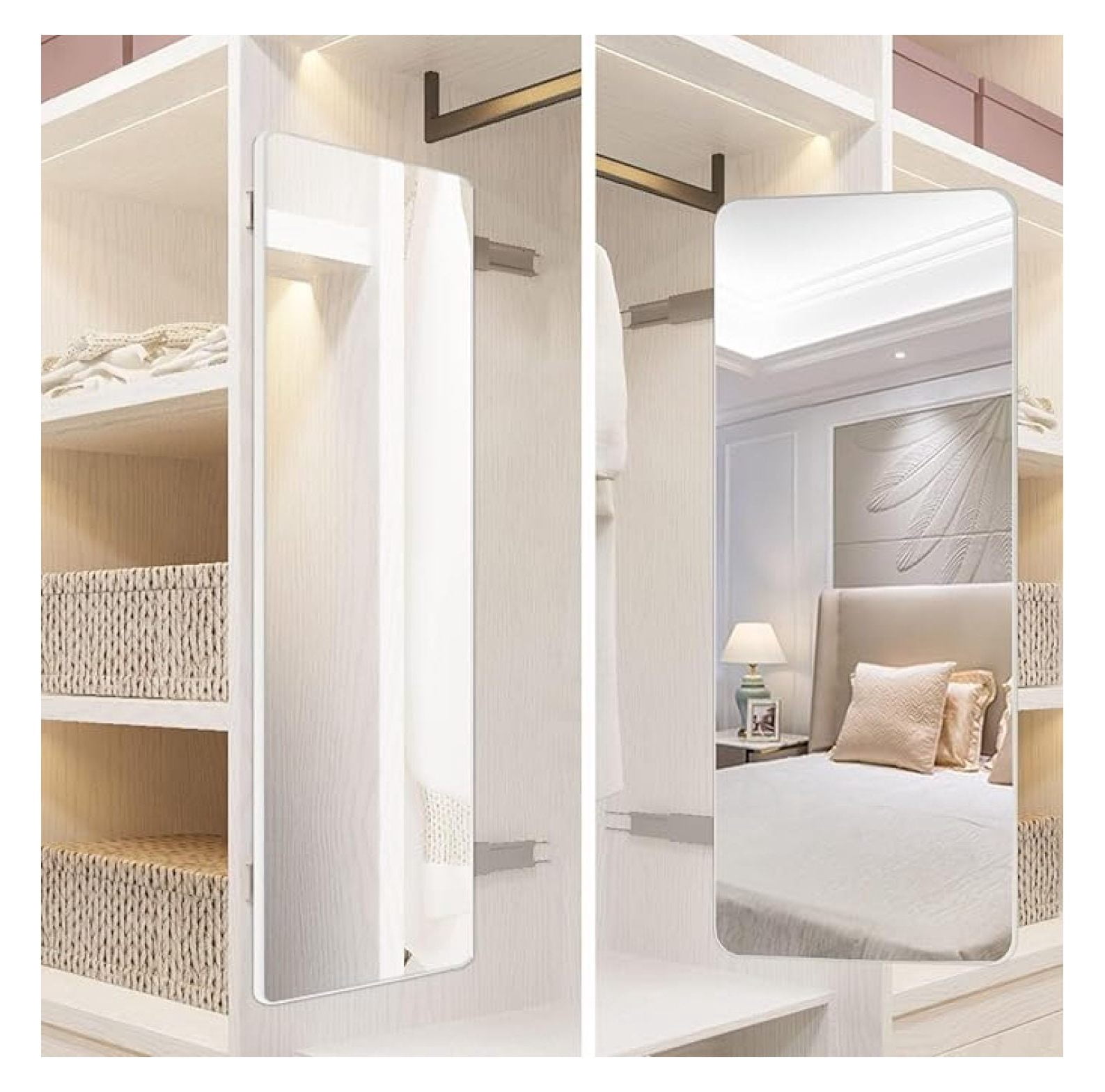 Full Length Closet Mirror, Sliding Full Length Mirror Push Pull Built ...