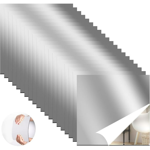 Full Length Combine Frameless Acrylic Mirror Tiles for Wall, 12 x 12 Inches Self Adhesive Mirror Sheets Flexible Home Gym Mirror Stickers Wall Mounted Mirror for Bathroom, Living Room, Door