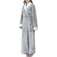thumbnail image 1 of Full Length Flannel Bathrobe Pajamas Women Belted Plush Soft Fleece Long Bath Robes Nightgown Spa Sleepwear Housecoat (Medium, Gray), 1 of 6