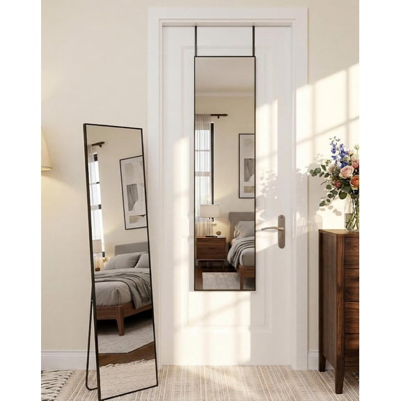Full Length Floor Mirror 56"L x 14"W Black Rectangular