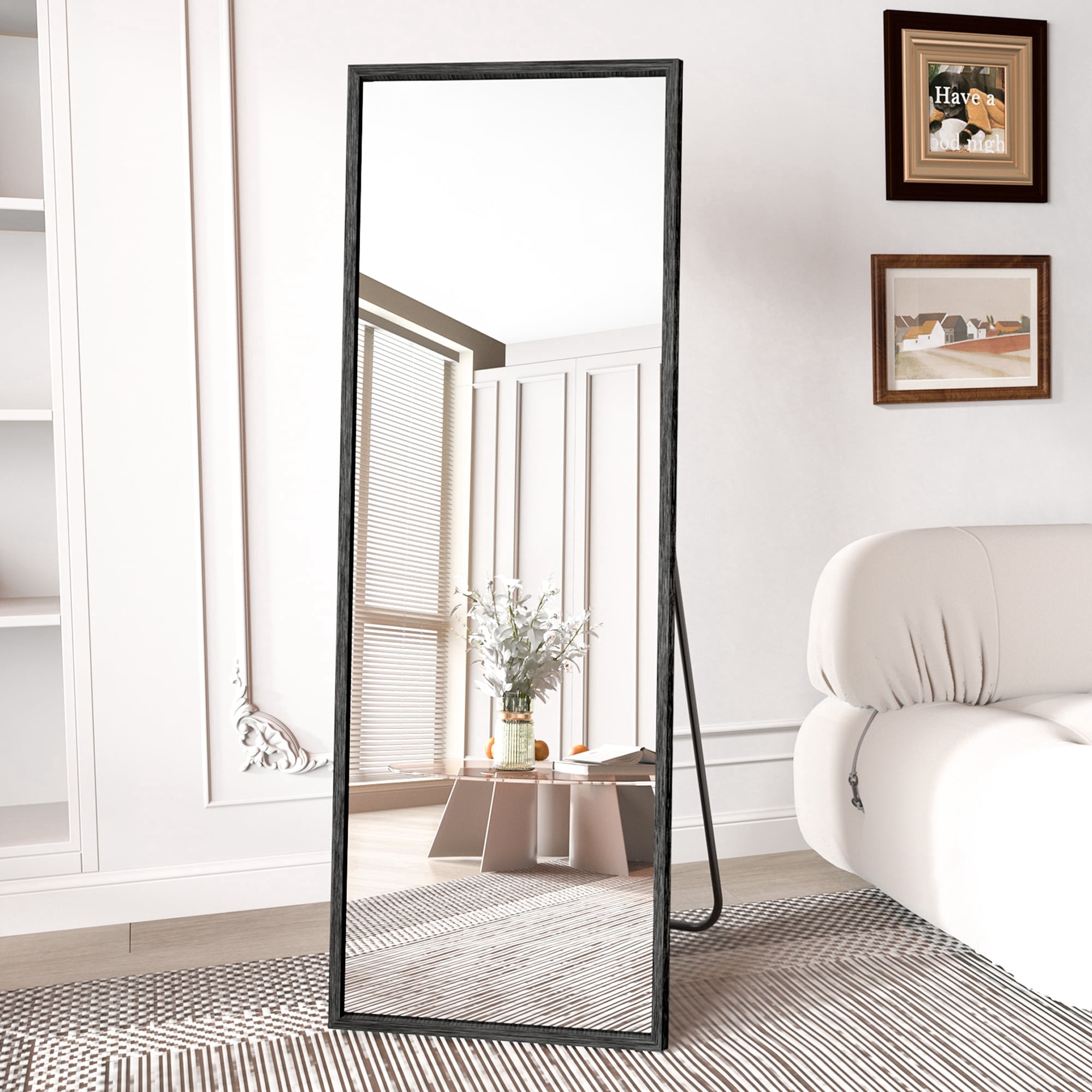 Free standing 2024 mirror black