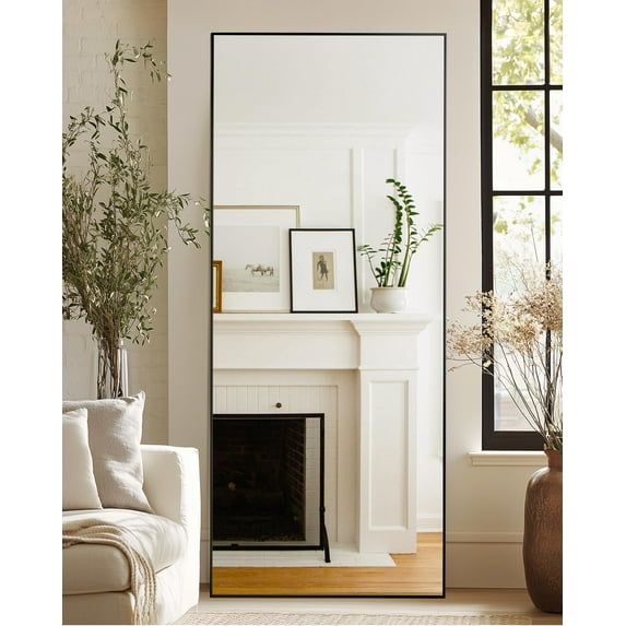Full Length Floor Mirror 59x18 Black Standing Mirror for Bedroom Living Room Cloakroom