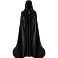 thumbnail image 1 of Full Length Hooded Robe for Men & Women Velvet Cloak Halloween Witch Vampire Wizard Raven Cosplay Costume, 1 of 7
