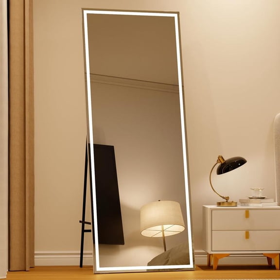 Full Length LED Mirror 71"x28" with 3 Lighting Modes White Neutral Warm Dimmable for Bedroom Bathroom Decor Safety Reflection