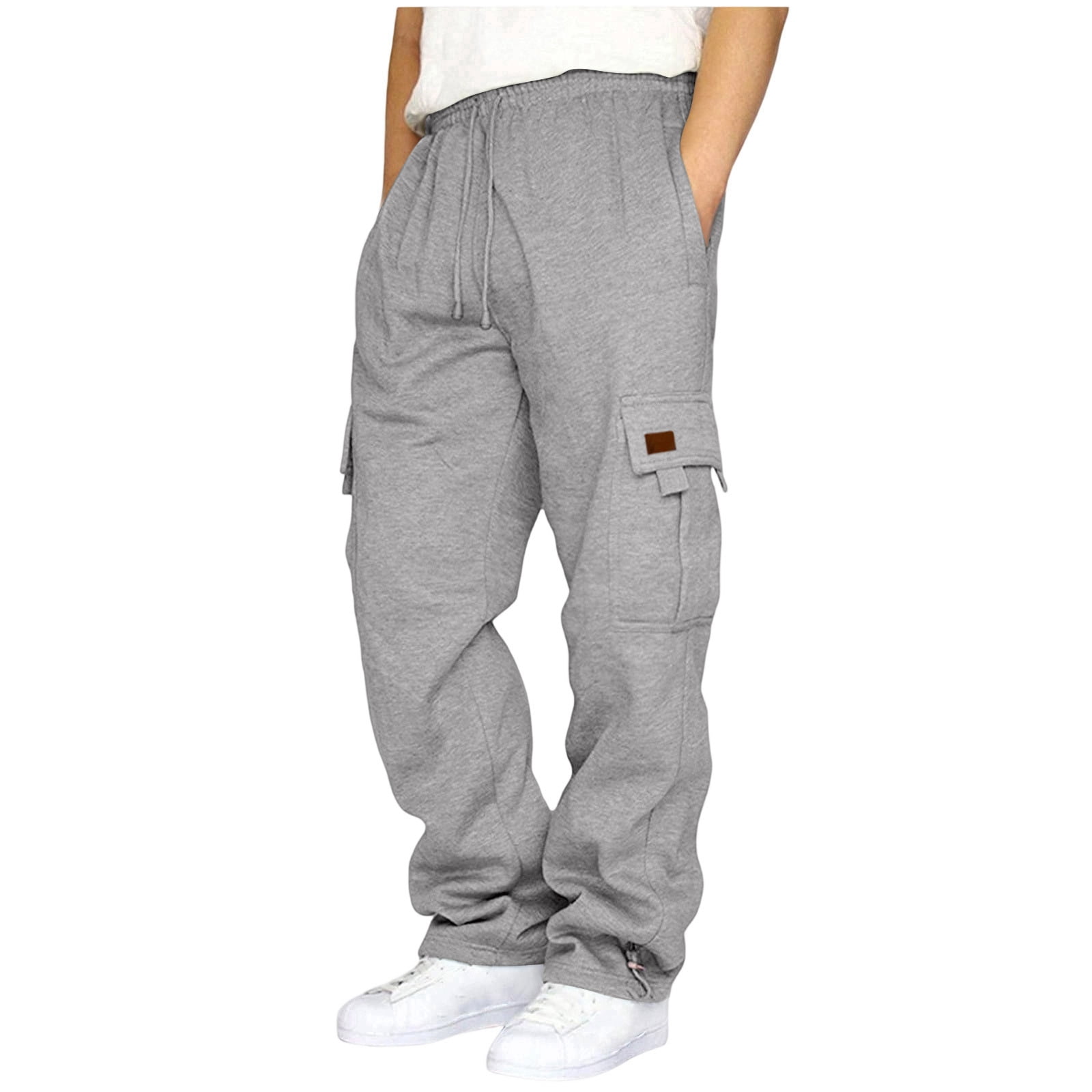 3 Color Sign Design Full‑Length Mens Cargo Trousers Combines Solid‑Color Design With ...
