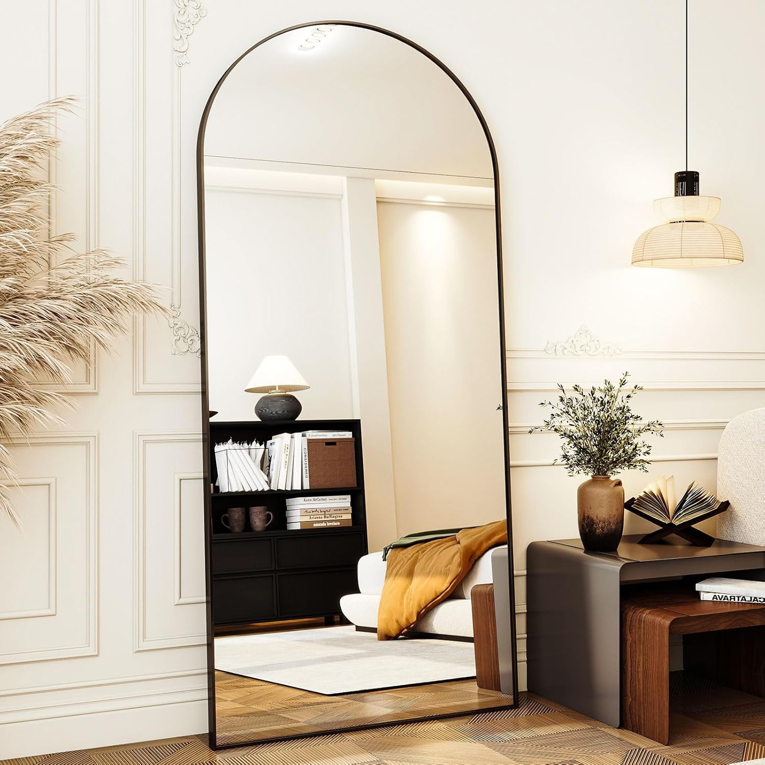 Full Length Mirror 23"x66", Large Floor Mirror with Rectangle Rounded Corners, Gold Aluminum ...