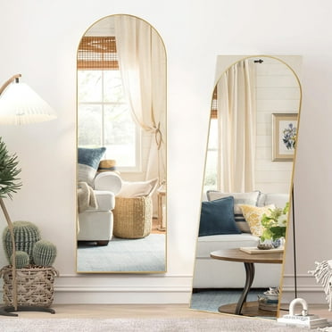 Full Length Mirror 59"x16" Arched Full Body Floor Mirror Standing Wall-mounted ,Gold