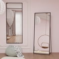 thumbnail image 1 of Full Length Mirror - 59"x16" Standing or Leaning & Wall Mounted, Floor Mirror with Thin Aluminum Alloy Frame, Ideal for Living Room, Cloakroom, Black, 1 of 8
