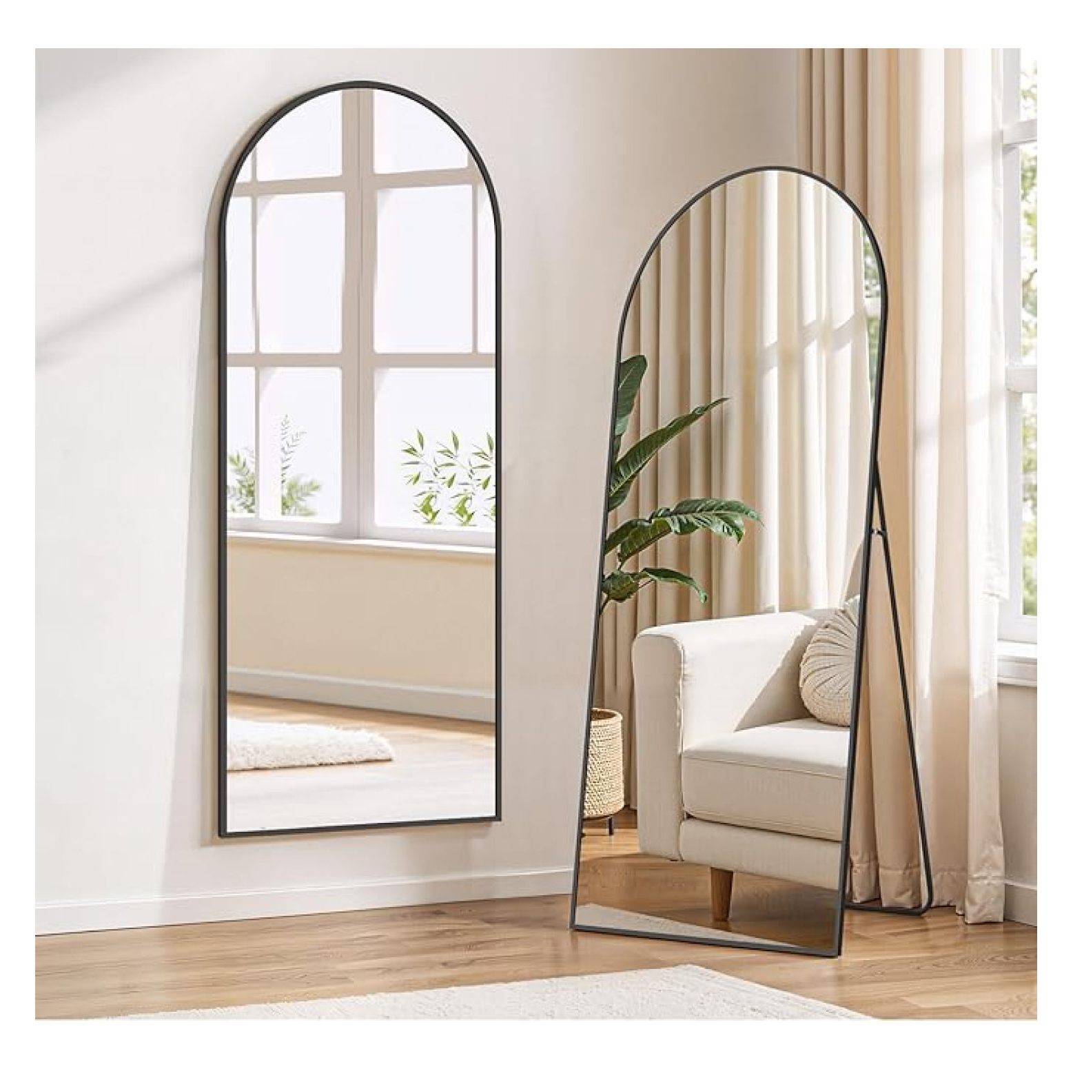 Full Length Mirror 64"x21" Full Body Mirror Arched Free Standing Wall ...