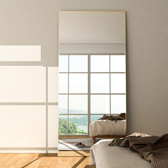 Full Length Mirror 65"x24" Floor Mirror Large Gold Mirror Body Rectangle Mirror for Bedroom Living Room Aluminum Alloy Frame Standing Hanging or Leaning Against Wall