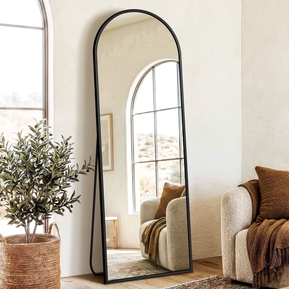 Mavora Max Arched Full Length Standing Mirror 70" x 24" Full Body Floor Mirror with Aluminum Frame, HD Shatterproof Glass, Black