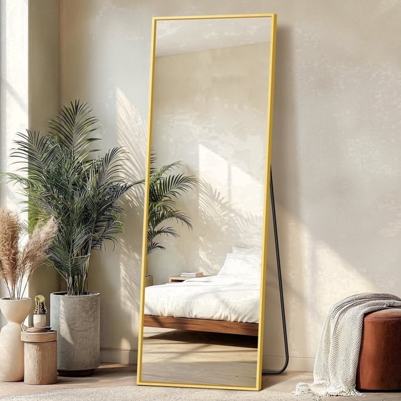 Mavora Max Full Length Mirror 70" x 24" Full Body Standing Mirror Rectangle Floor Mirror, Gold