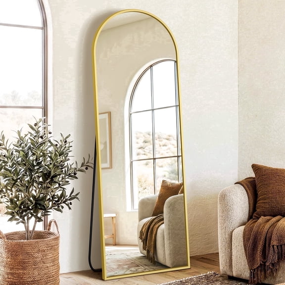 Mavora Max Arched Full Length Standing Mirror 70" x 24" Full Body Floor Mirror with Aluminum Frame, HD Shatterproof Glass, Gold
